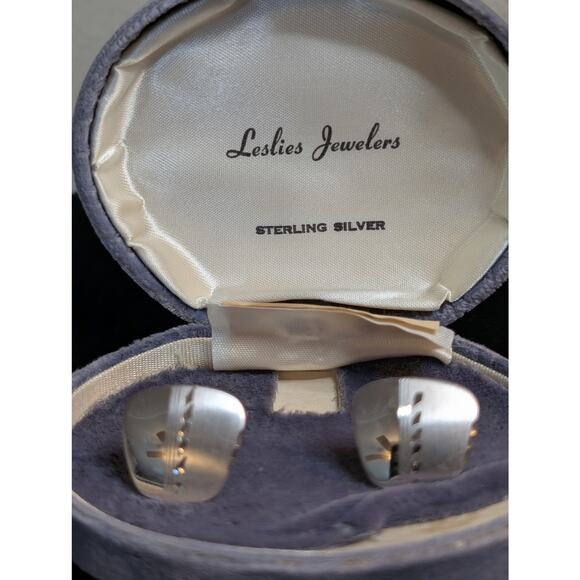 Vintage PRK Sterling Silver Etched Brushed/Polished Cuff Links